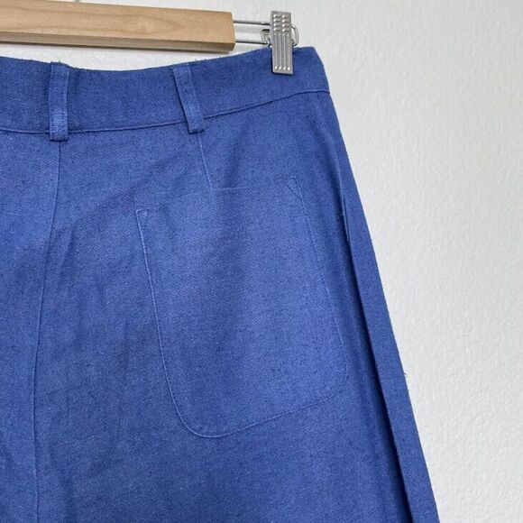 Savannah Morrow Pants Medium 100% Peace Silk Jada Flared Trouser Blue High Waist - Picture 11 of 16